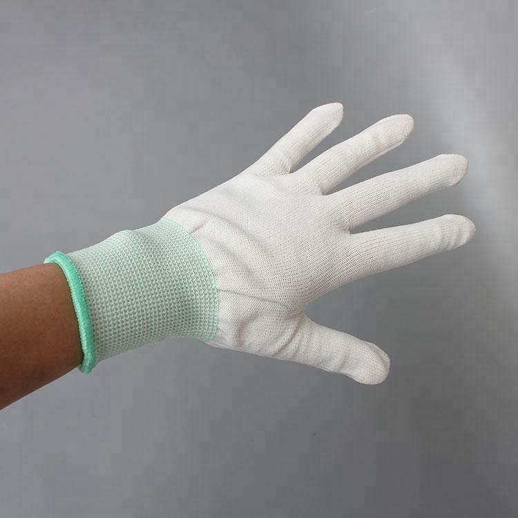 2019 Hot Sale Polyester White Esd Pu Safety Glove