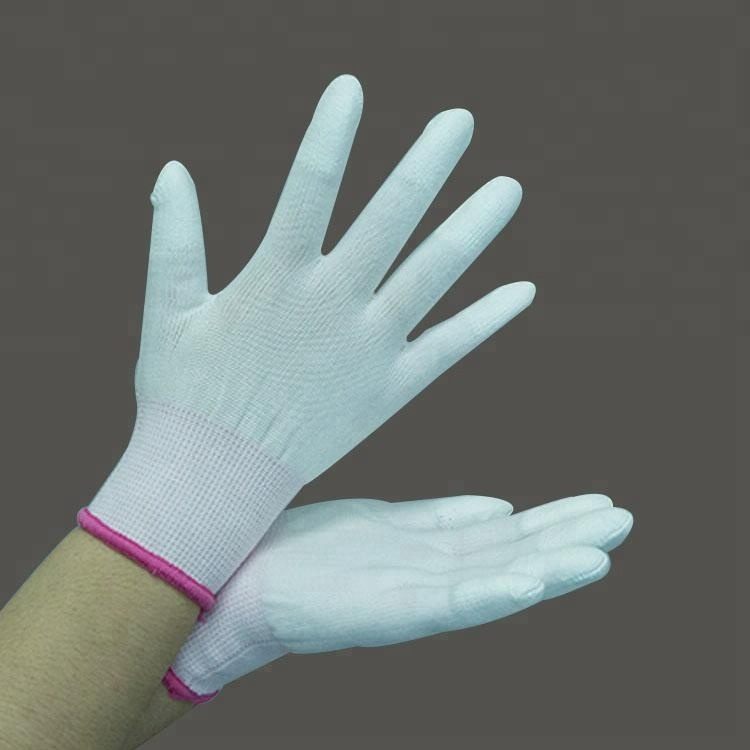 Hot Sale Safety Pu Finger Polyester Gloves