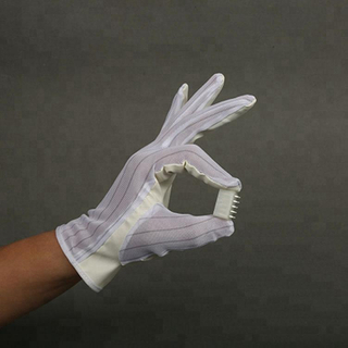 2019 Hot Sale White Polyester Lint Free Esd Gloves Esd Working Gloves