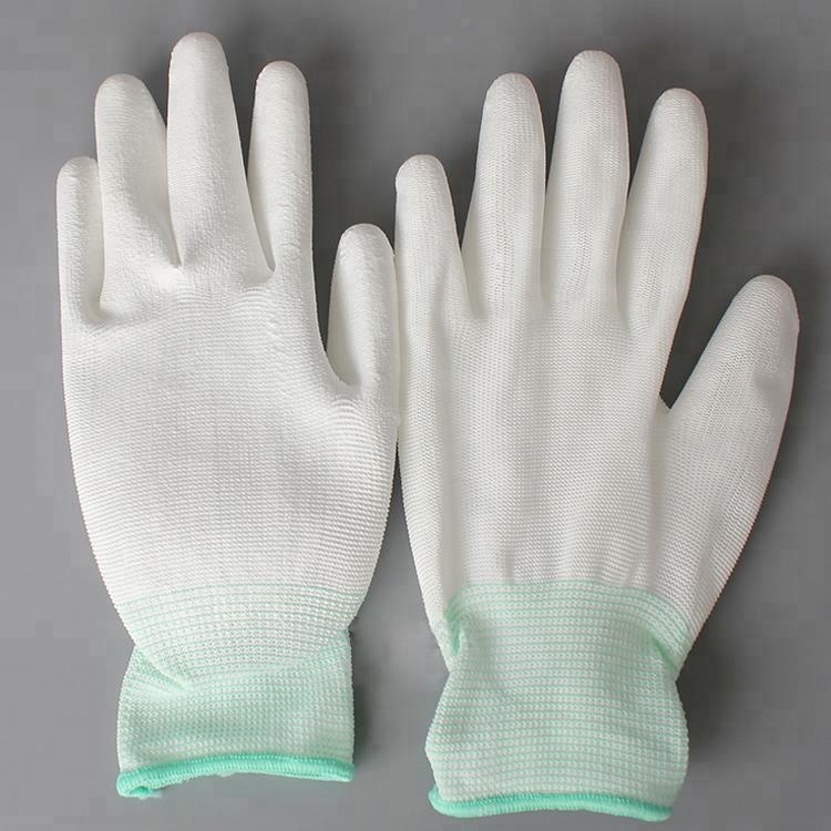 Anti Slip Polyester Pu White Anti-Static Working Glove