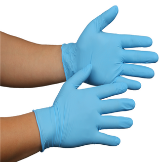 9'' powder free disposable 100% nitrile blue white color hand gloves