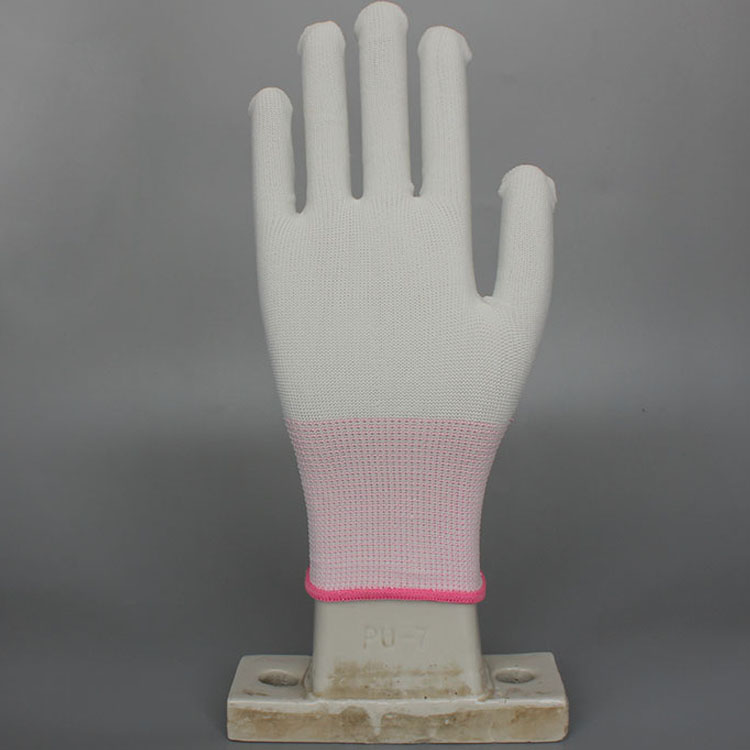 Polyester Esd Pu white anti-static working safety gloves