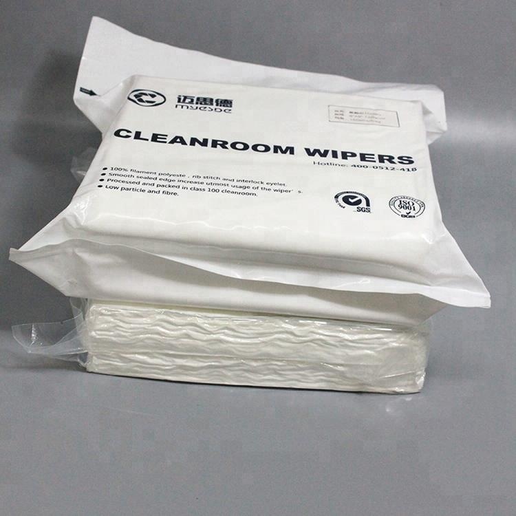 9inch Ultrasonic Cut 155gsm Dustless 100% Polyester Cleanroom Wipers