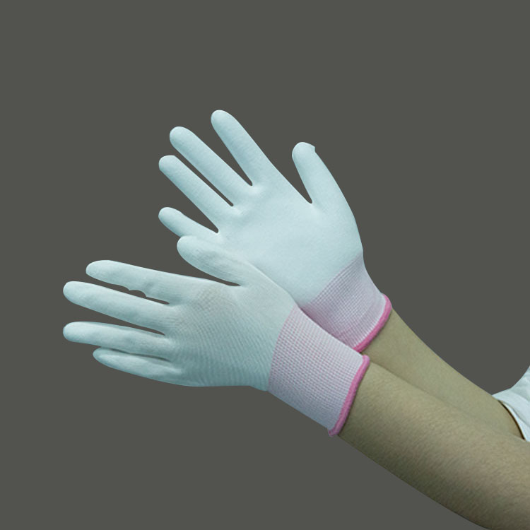 High Quality White Pu Finger Work Gloves