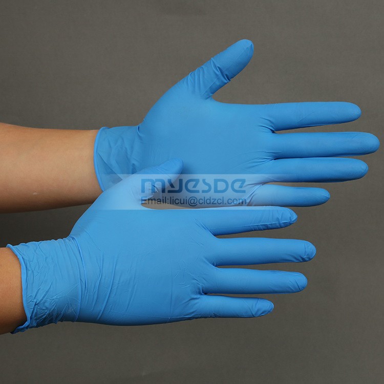 Good quality cheap disposable cleanroom blue nitrile gloves