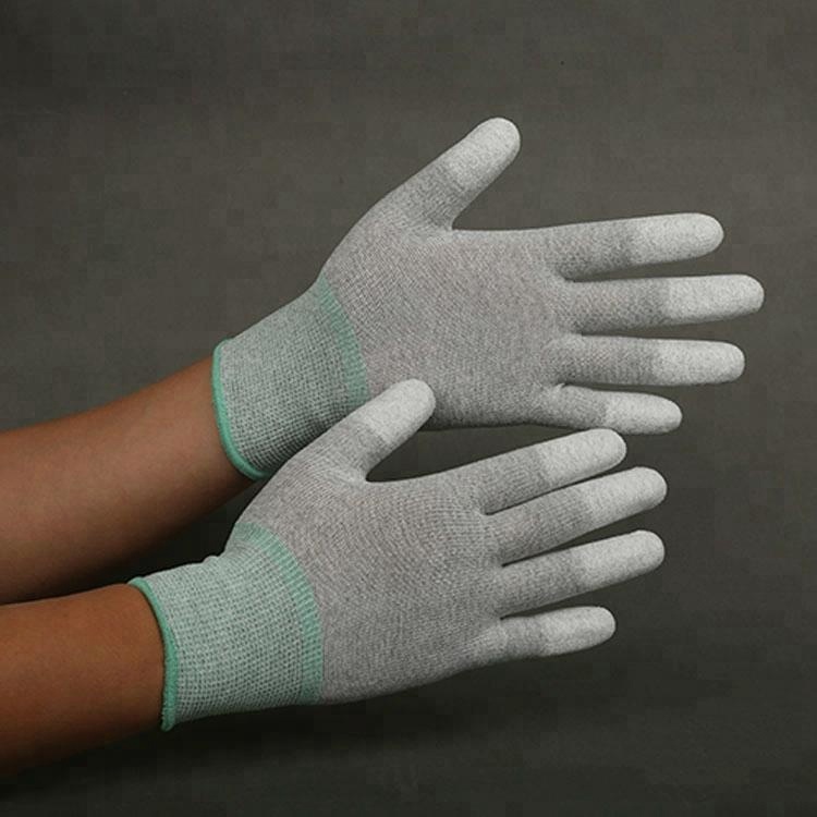 Pu Coated Esd Carbon Fiber Top Fit Safety Gloves