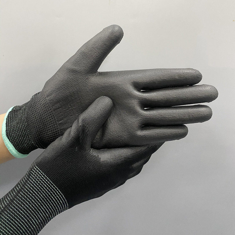 Antistatic PU Plam Coated glove Carbon Fiber ESD pu top fitted gloves